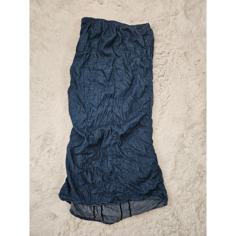 Y2K Gold Flava Plus Blue Denim Crinkle Long Maxi Skirt Size 14